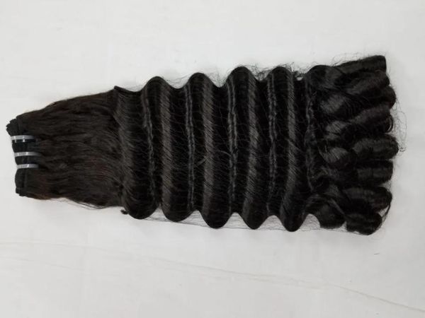 Tramas El cabello humano brasileño teje Aunty Funmi Extensiones de cabello humano virgen sin procesar doble dibujado Funmi Hair Color negro natural Níger