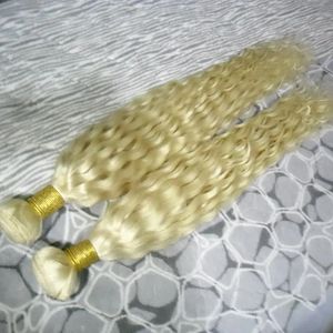 Tramas calientes!!!200 g 613 Bleach rubia brasileña rizada virgen armadura del cabello humano 2 unids/lote calidad de doble trama, sin derramamiento, sin enredos