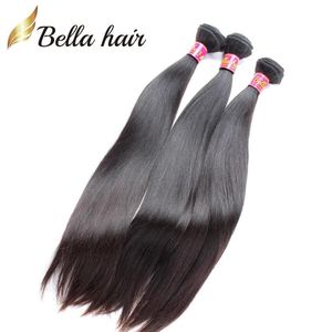 Inslagen natuurlijke kleur 9a 100 onbewerkte peruaanse hair extensions 4 stks veel volledige hoofd rechte menselijk haarverlenging gratis verzending
