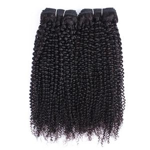 Tramas Paquetes de cabello humano rizado afro de color natural Trama doble 2/3 piezas Cabello humano indio Remy que teje 1026 pulgadas Sin desprendimiento 9095 g / P