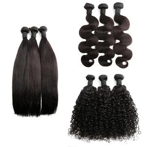 Nouveaux paquets de cheveux humains vague de corps épaisseur droite Extension de trame de cheveux vierges brésiliens couleur naturelle Double trames BellaHair