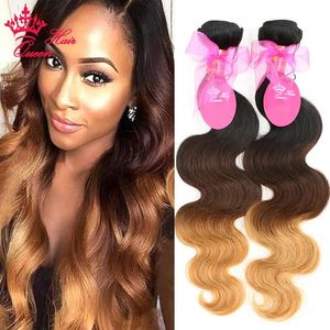 Trames Ombre couleur Extensions de cheveux brésilien vague de corps 3 tons # 1B/4/27 100% cheveux humains armure faisceaux Deal Queen Hair produits