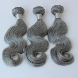 Trames Sliver Grey Body Wave Hair Bundles 100% trame de cheveux humains de 10 à 30 pouces brésiliens