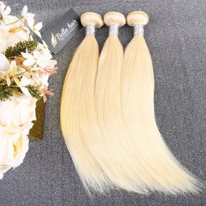 Inslag ongeëvenaarde kwaliteit 613 Blonde menselijke haarbundels Braziliaanse remy maagdelijk haar slanke rechte extensies inslag Bellahair 3 bundel 12
