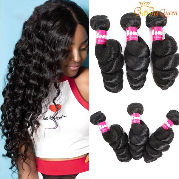 Tramas de cabello humano peruano virgen 4 paquetes Oferta Extensión de onda suelta peruana Grado 9A Paquete de tejido de onda suelta de cabello virgen peruano