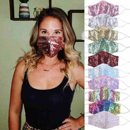 10 kleuren sequin glitter masker bling bling sequin beschermend masker stofdicht wasbaar herbruikbaar gezichtsmasker Cyz2524