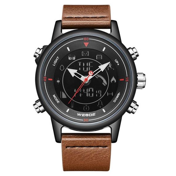 Reloj inteligente WEIDE con correa de cuero Digital y Bluetooth, reloj de pulsera resistente al agua hasta 5atm para hombre, reloj de pulsera informal de negocios con alarma, reloj Masculino 241M