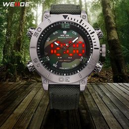 WEIDE homme marque de luxe décontracté mouvement à Quartz horloge LED numérique analogique bracelet en Nylon Camouflage cadran montre-bracelet Relogio Masculino2543