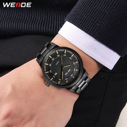 WEIDE Mannen Mode Uur Kalender Quartz Volledige Stalen Band Militaire Casual Horloges Klok Relogio Masculino Erkek Saat drop ship212G