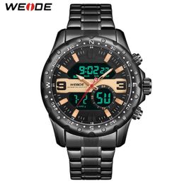WEIDE hommes luxe Quartz numérique chiffre calendrier chronographe sport militaire ceinture en métal bracelet bracelet Relogio masculino292V