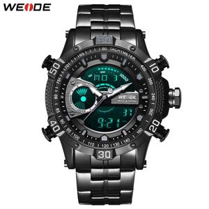 WEIDE Heren Militaire Chronograaf Alarm Automatische Datumklok zwart metalen kast riem armband Sport Model Relogio Watches212p