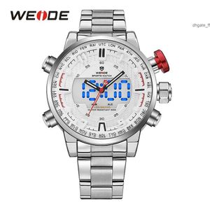 Weide Mens Sport Model Meerdere functies Business Auto Date Week Analog Led Display Alarm Stop Work Steel Riem pols Watch