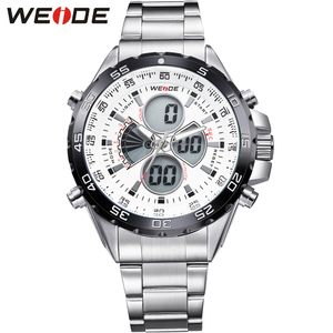 Weide zilveren roestvrijstalen bracelect heren Waterdicht analoge digitale auto -datum kwarts horloges mannelijke topmerk zakelijke horloges