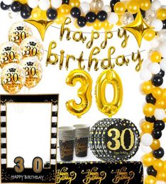 weigao goldblack 30e anniversaire ballons en latex ballon adulte trente 30 confetti ballons joyeux 30 billes nombres globos fournit327c6135054