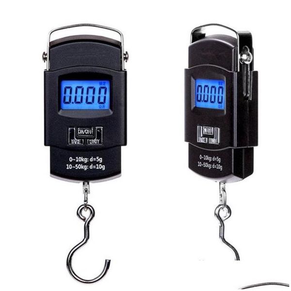 Balances de pesée 50Kg Électronique Portable Balance Numérique Crochet Suspendu Pêche Voyage Lage Poids Nce Steelyard Dhs 505 Drop Delivery O Dhgm4