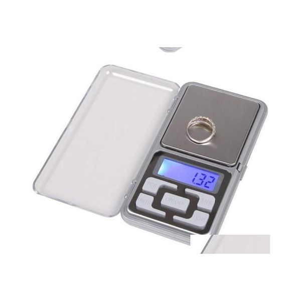 Balances de pesée Balance de bijoux numérique Gold Sier Coin Grain Gram Pocket Size Herb Mini Electronic Backlight 100G 200G 500G Fast Drop Dhskn