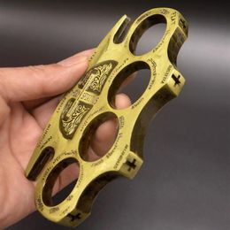 Poids Environ 220-240g Métal Brass Knuckle Duster Four Finger Self Defense Tool Fitness Outdoor Safety Defenses Pocket EDC Tools Ge2511