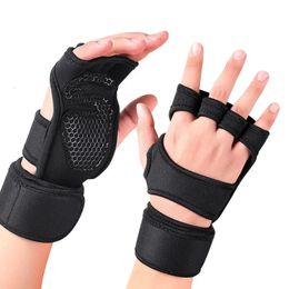 Gewichtheffen Workout -handschoenen met polssteun voor mannen Women Gym Fitness Cross Training Powerlifting Hand Palm Protector Glove 240423