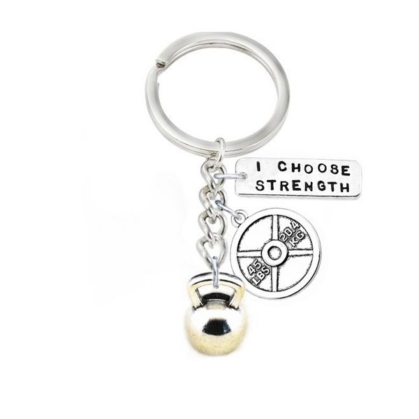 Plaque de poids Kettlebells I Choose Strength Fitness Inspire Porte-clés Porte-clés Bijoux