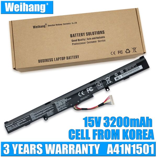 Weihang 15V 3200mAh 48Wh A41N1501 batería del ordenador portátil para ASUS GL752JW GL752 GL752VL GL752VW N552 N552V N552VW N752 N752V N752VW