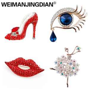 Weimanjingdian Brand Assorted Styles Girl's Gunders Lips / High Heel / Eye / Dancing Girl Fashion Broche Pins Collections