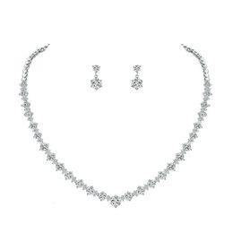 WEIMANJINGDIAN marque ronde coupe cubique zircone CZ cristal collier et boucles d'oreilles mariage mariée Banquet bal bijoux ensembles 240122