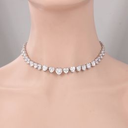Weimanjingdian New Trends Ice Heart Cut Quality CZ Cubic Zirconia Crystal Tennis Chain Collar Necklace