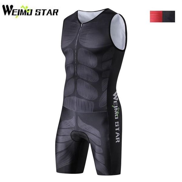 WEIMOSTAR – Maillot de cyclisme une pièce compressé pour hommes, vêtements de Triathlon respirants, sans manches, vêtements de sport musculaires, 234G