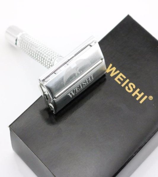 Weishi Double Edge Butterfly Safety Razor 2003m Silvery Rasor Razor faible poids léger 10 pcslot new4311370