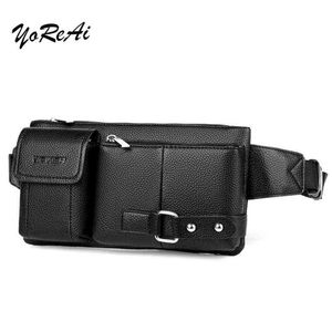 Weixier pu mannen taille tassen lederen mannelijke fanny pack geld riemtas telefoon man schouder voor reisverpakking J220705