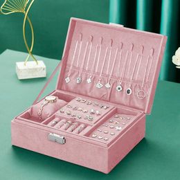 Wejebox Pink Flannel Jewelry Box Boite a Bijou Organizer Necklace Earring Ring Boxes Storage for Women Gifts 230814