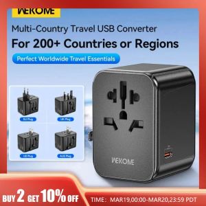 Adaptateur de voyage universel Wekome avec 2 ports USB et 3 ports de voyage combo convertisseur de voyage pour 224 pays UK US EU plug