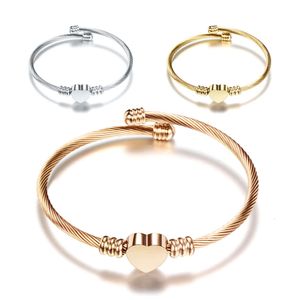 WEL HOGE KWALITEIT 316L Steel Sieraden Vergulde hartvorm Charm roestvrijstalen armband goud voor vrouwelijke armband unisex 6 pc's