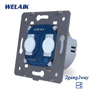 Welaik EU trappen-wall-switch EU Touch-Switch Diy-Parts-Screen Wall-Light-Switch 2Gang-2way AC250V-A922 T200605