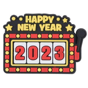 Bienvenido 2023 nuevos niños lindos encantos de dibujos animados zueco personalizado croc PVC zapato encaje decoración charmscustom proveedor mayorista 2023 regalo de feliz año nuevo