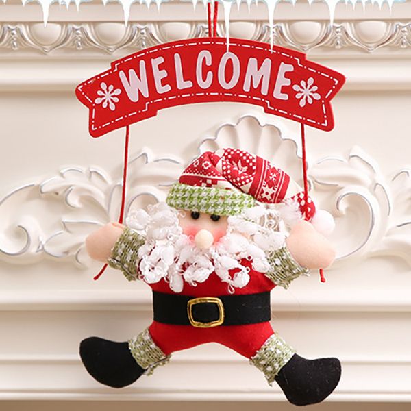 Bienvenue Santa bonhomme de neige porche accroche décoration de noël personnages de dessins animés porte de noël accrocher guirlande décoration de maison festive