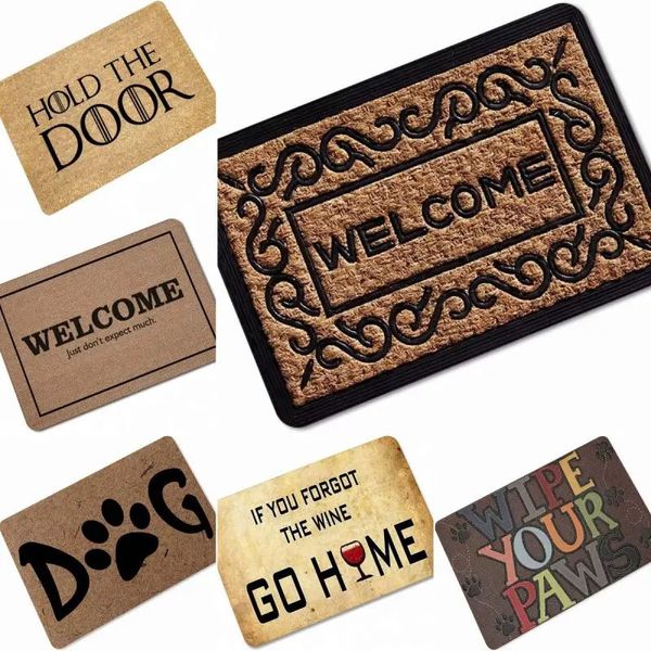 Série de bienvenue Mat Entrance Placez avant Carpets décoratifs non folie Tapis faciles à nettoyer Antibactéries lavables Doormats 240419