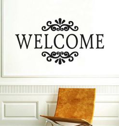 Signe de bienvenue Autocollants muraux Houmway Vinyl Wall Decals Chambre Accessoires de décoration de maison pour le salon décor5830828