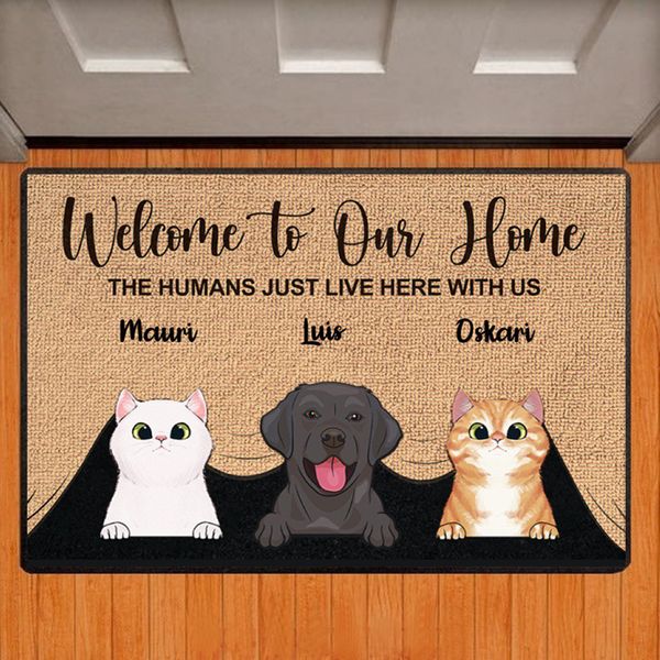 Bienvenue dans notre maison pour chien personnalisé nom de chat paillass