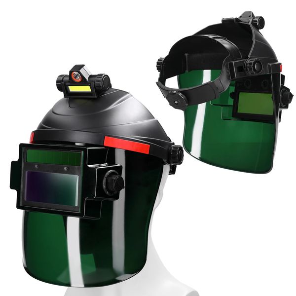 Máscara de casco de soldadura con máscara de soldadura eléctrica de atenuación automática de faro recargable para gafas de soldadura de soldadura de arco 240422