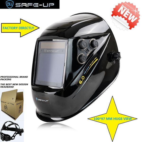 Casques de soudage SAFEUP 100 * 97 MM Taille de visualisation MIG MAG TIG TRUE Couleur 4 Capteurs Alimenté par cellule solaire Masque de casque de soudage à assombrissement automatique 230721