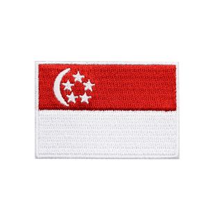 Bien fait livraison directe petit fer sur le drapeau de singapour patchs militaires patriotiques avec de la colle pour sac à dos manteau bricolage