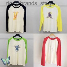 Welldone Thin Contrast Color Monster Frog Print Patchwork manga larga We11done camiseta W220809