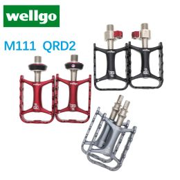 Pedales originales de Wellgo Dispositivo de liberación rápida M111 Pedales de bicicleta de bicicleta ultralight MTB Ciclismo QRD QRD2