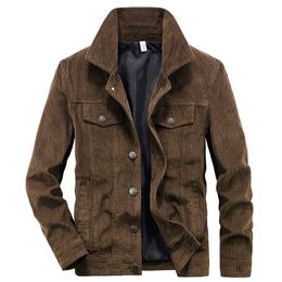 Wellsome Heren Streetwear Motorfiets Corduroy Jassen Winter Bomber Jassen Windjack Multipocket Katoen Cargo Parka 240108