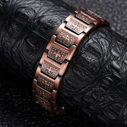 Bracelets en cuivre pur welmag pour homme bracelet magnétique vikothérapie arthrite chaîne de mains bijoux sains bijoux mâle croix de bracelet 240507