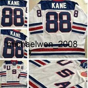 Weng 2010 Team USA 88 Patrick Kane Witte ijshockeytruien met geborduurd hockeyshirt