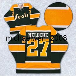 Weng California Golden Seals Jersey Blank 27 Gilles Meloche 22 Joey Johnston 7 Reggie Leach 8 Walt Mckechnie Jerseys Cualquier nombre y cualquier número