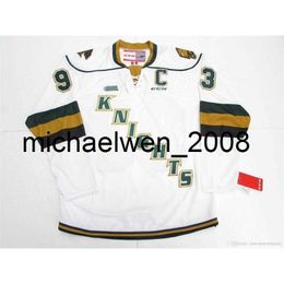 Weng barato personalizado MITCH MARNER OHL LONDRES BRANCO CCM HOCKEY JERSEY ponto adicionar qualquer número qualquer nome Mens Hockey Jersey XS-6XL