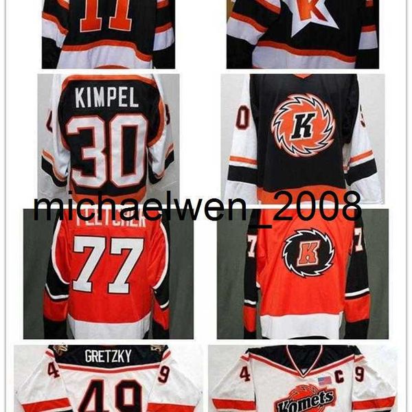 Weng Customize Echl Fort Wayne Komets Mens Womens Kids 49 Brent Gretzky 30 Kimpel 100% Bordado Corte de meta de meta de hockey barato